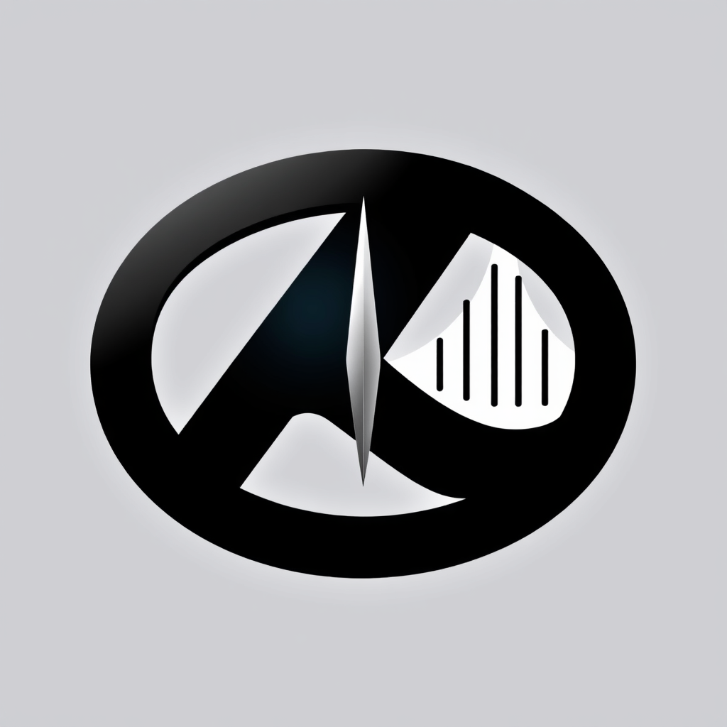 Main logo studio: Create a premium technology logo symbol by intelligently merging a sophisticated capital “A” with a precise vertical axis. The A should have custom ge