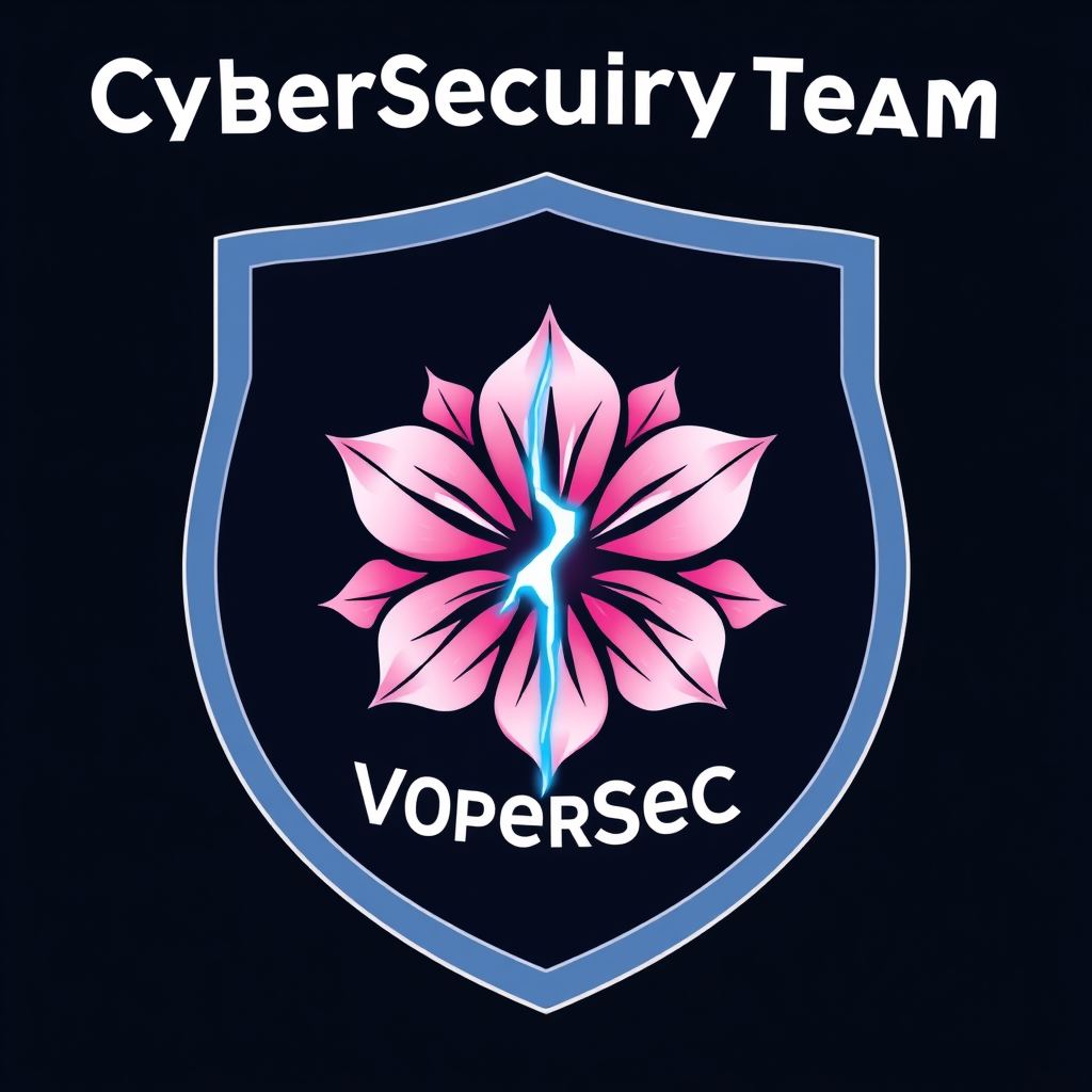 Main logo studio: bold CyberSecurity team emblem logo, a Sakura with Lightning strike middle of it, team name "V1perSec"