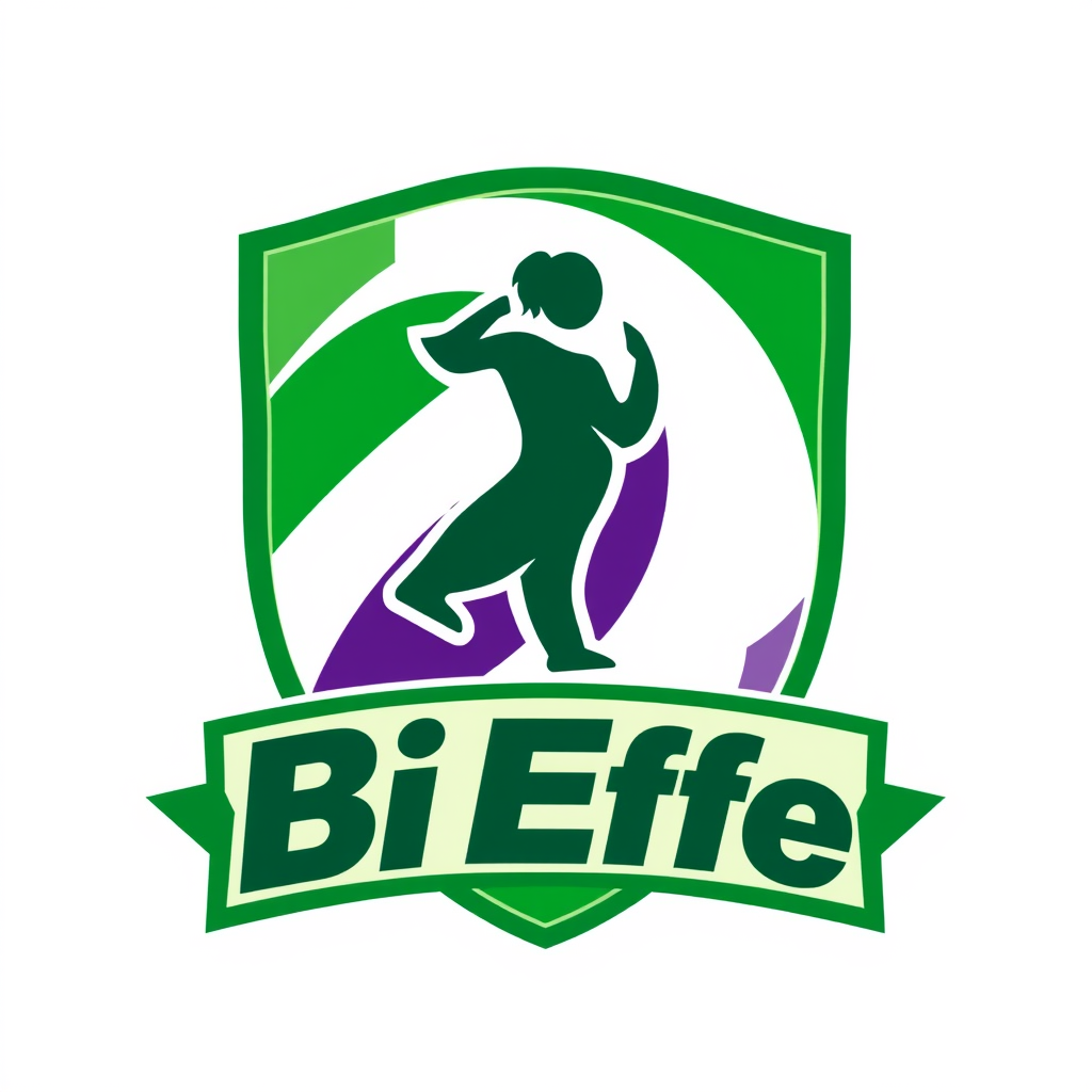 Main logo studio: crea logo per squadra fantacalcio denominata BiEffe, con colori sociali verde e viola, ispirata alle squadre di serie A