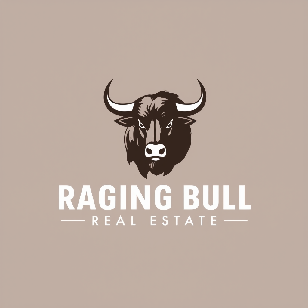 Main logo studio: NAME- RAGING BULL REAL ESTATE LLC IT OWNS RENTAL PROPERTIES AND RENTS/LEASES APARTMENTS AND HOUSES. I WANT A BULL IN THE LOGO. THAT LOOKS LIKE A HIGHL