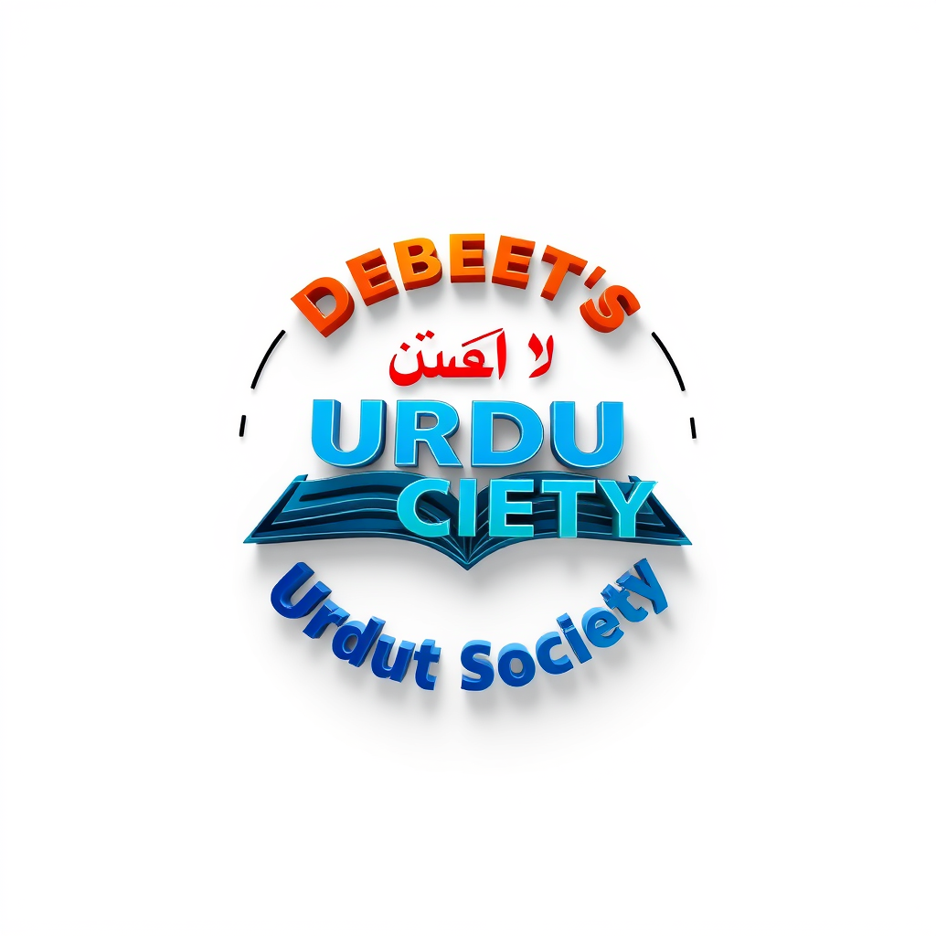 3D Logo idea: 3D logo for Debates,speeches,poetry & Creative writing Urdu Society for college whatsapp group simple and creative and very aesthetic , three-dimensio