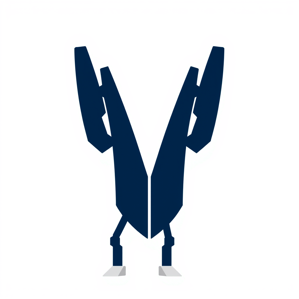 Main logo studio: Create a modern, minimalist AI robot mascot inspired by the silhouette and shape of our existing company logo. Use the attached logo as the primary vi