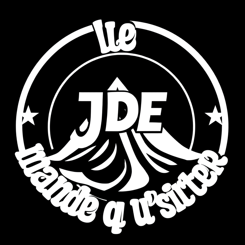 Main logo studio: BDE JD (titre), Le JD'mande qu'à sortir (slogan) je veux un logo qui montre la fete, les evements...