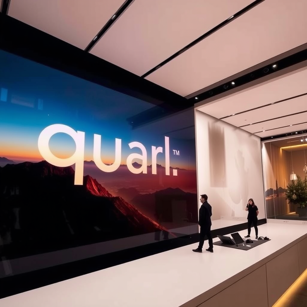 Main logo studio: quarlms is a new tech company to bring the world together, tag Its just the beginning