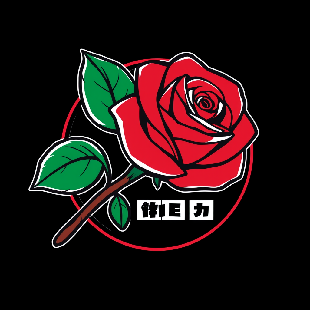 Main logo studio: It's a logo image. I'm going to put a stylish rose and a name inside a circle; the name is "강잰" It's okay if the logo has a soccer team vibe.