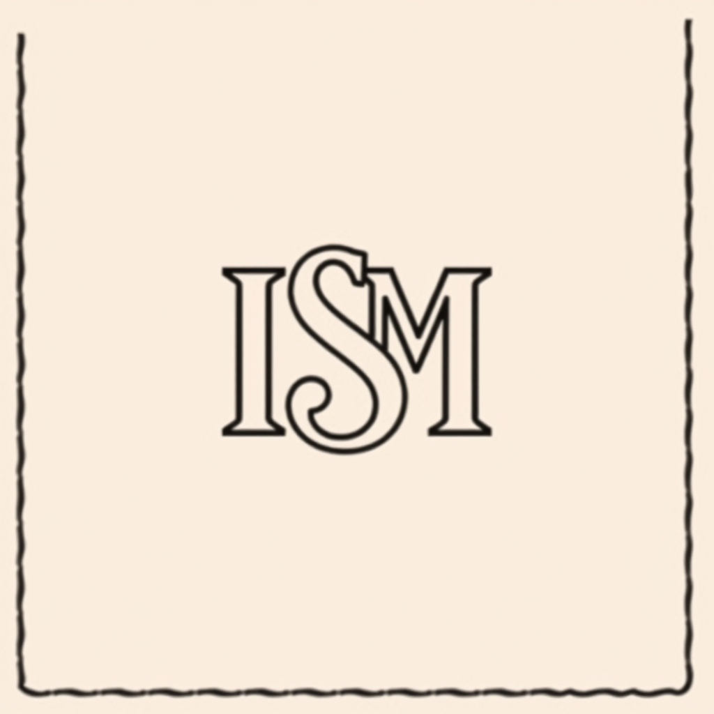 Main logo studio: Create a premium monogram logo using the letters ISM, creatively combined into one unique symbol. The logo will be used as a stamp/embossing mark on l