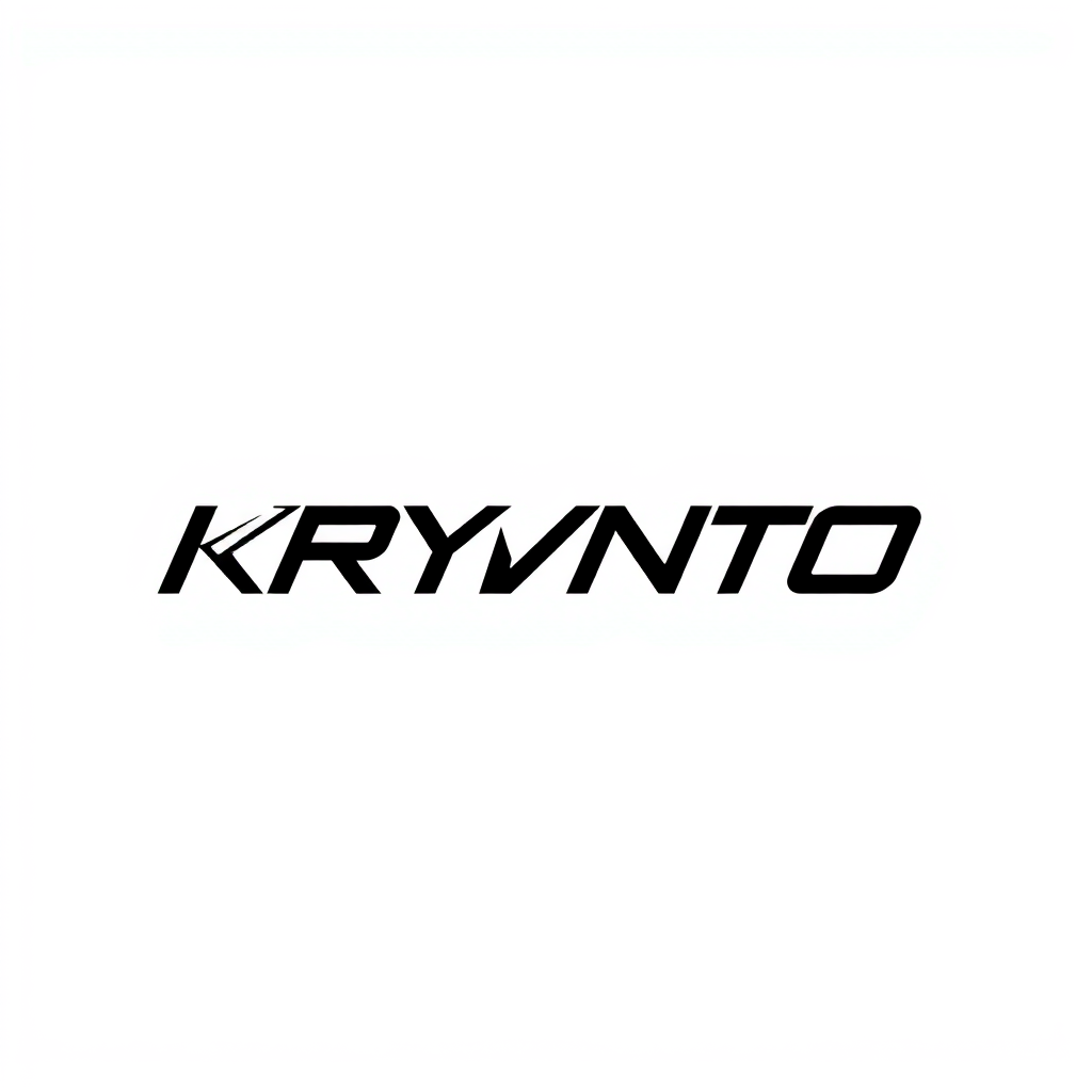 Main logo studio: Create a minimalist premium automotive media brand logo for "KRYVNTO". Modern futuristic geometric typography, bold custom K lettermark, black and whi