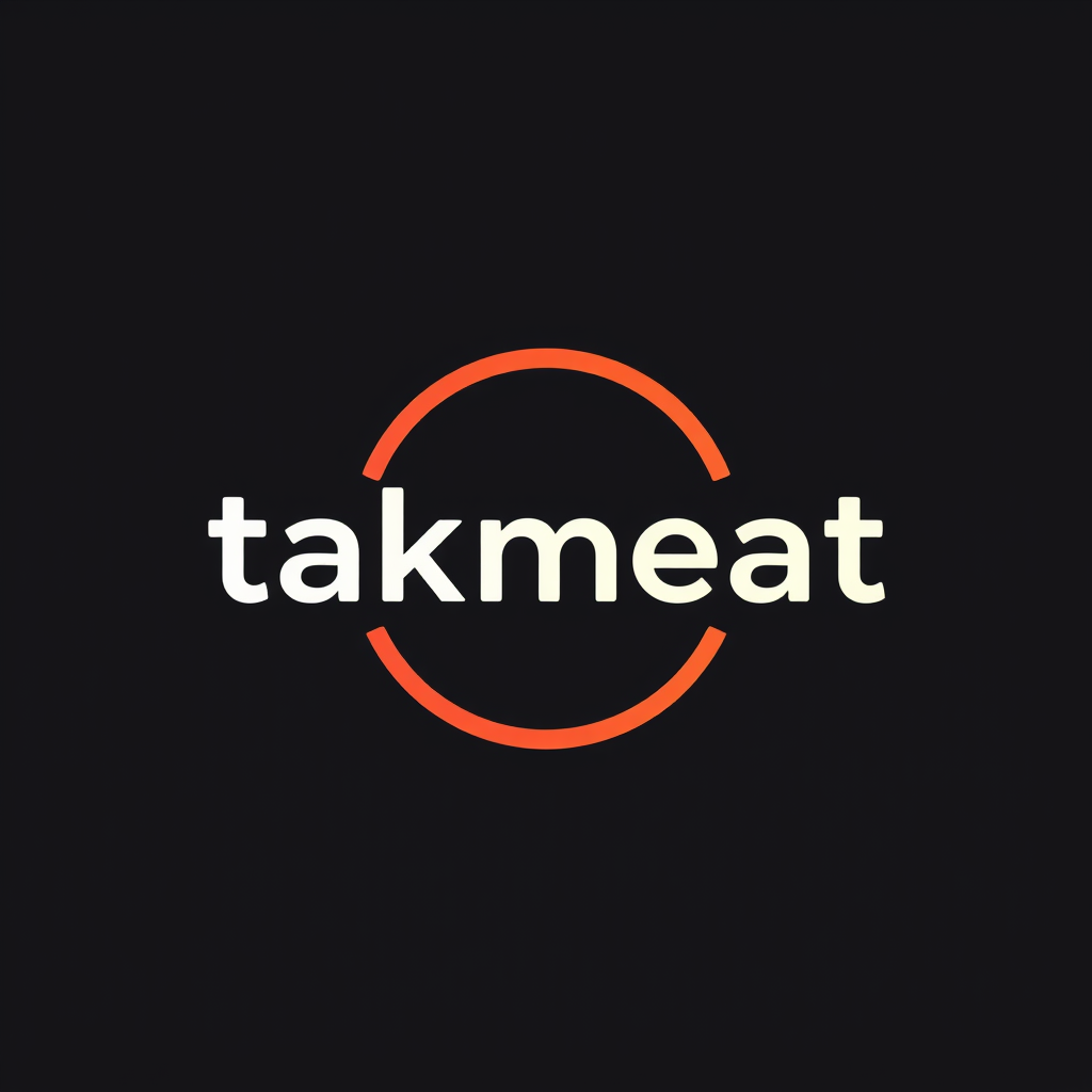 Main logo studio: create a logo for a website takmeat.ir a tiny simple circular light logo. sell meat buisiness logo should introduce takmeat and it's buisiness
