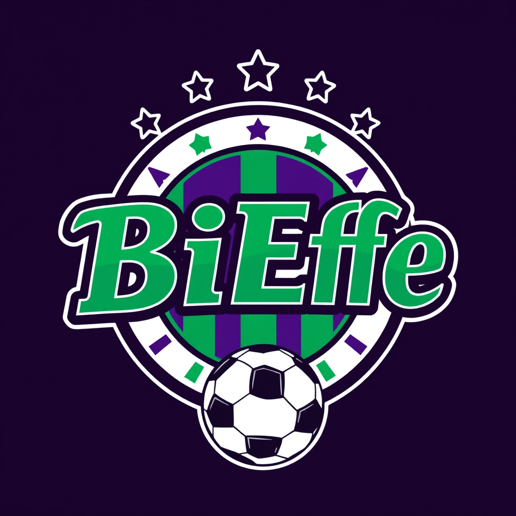 Main logo studio: Create a 1990s-inspired soccer club logo for a fantasy soccer team called "BiEffe". Classic Italian-style crest with bold outlines, geometric shapes, 