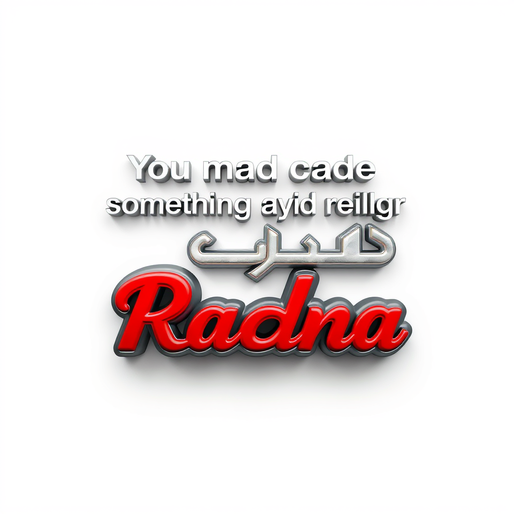 3D Logo idea: 3D logo for "You made something really awful; the color is very bad. Write 'Radna' in Persian. Your design was very bad; make your design modern and m