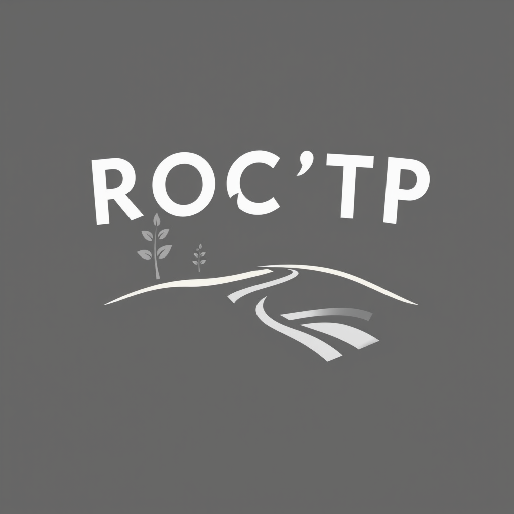 Main logo studio: logo ROC'TP entreprise terrassement paysage mer