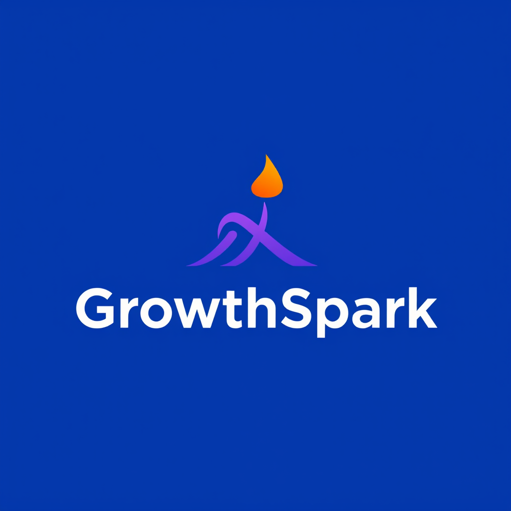 Main logo studio: "Create a clean, modern logo for a digital marketing agency called GrowthSpark. Use a blue and purple color palette, bold professional typography, and