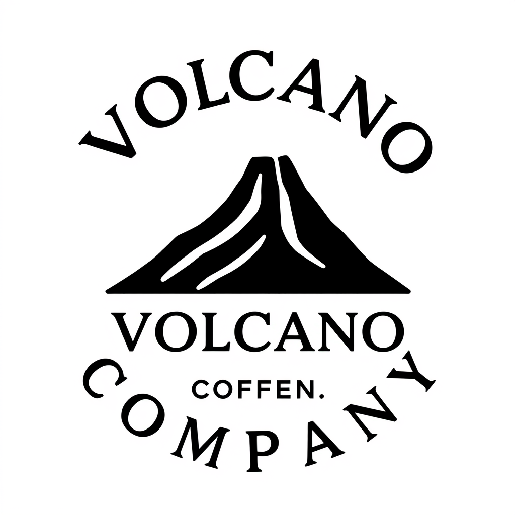 Minimalist Logo idea: minimalist logo, simple geometric mark for Volcano Coffee Company , flat vector, clean lines, centered, solid white background, lots of negative space