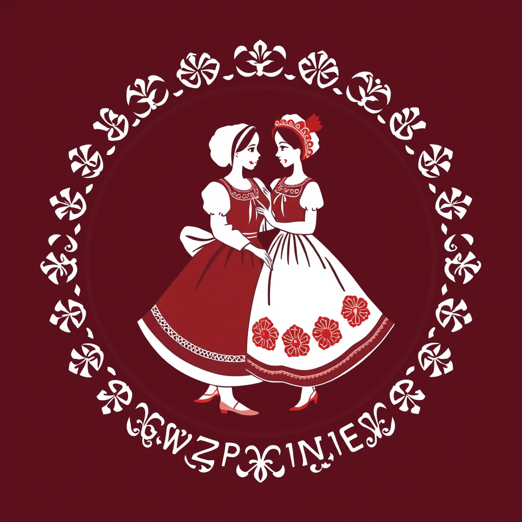 Main logo studio: Stwórz kolorowe, radosne logo dla „KGW Krzemieniew”. Polski folklor inspirowany wzorami łowickimi: barwne kwiaty, czerwone róże, zielone listki, ludow