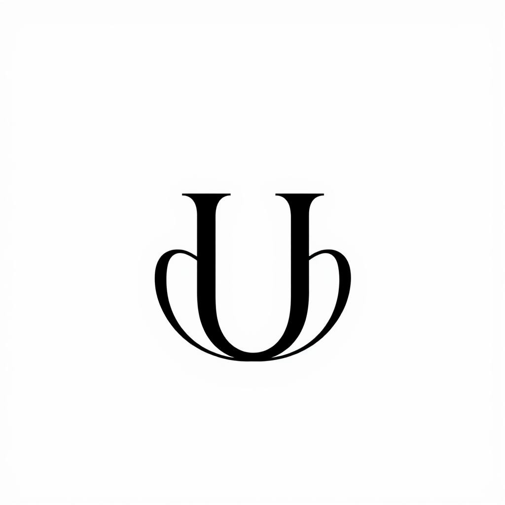 Monogram Logo idea: monogram logo combining the letters Uitkyk , elegant intertwined letterforms, flat vector logo, centered, solid white background, high contrast, luxur