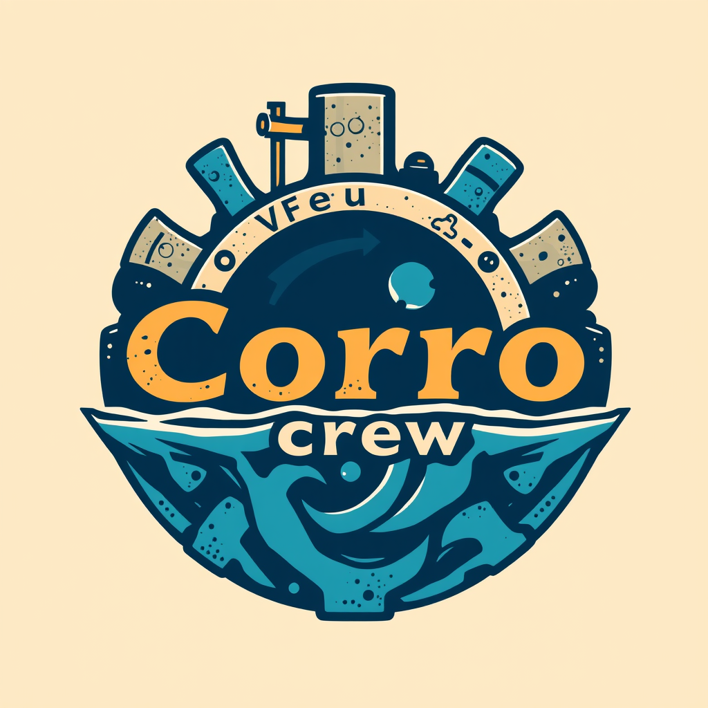 Main logo studio: Our group name is "Corro Crew" we are dealing with the problem of corrosion in dredging pipes and etcand we are trying to develop those pipes, i want 