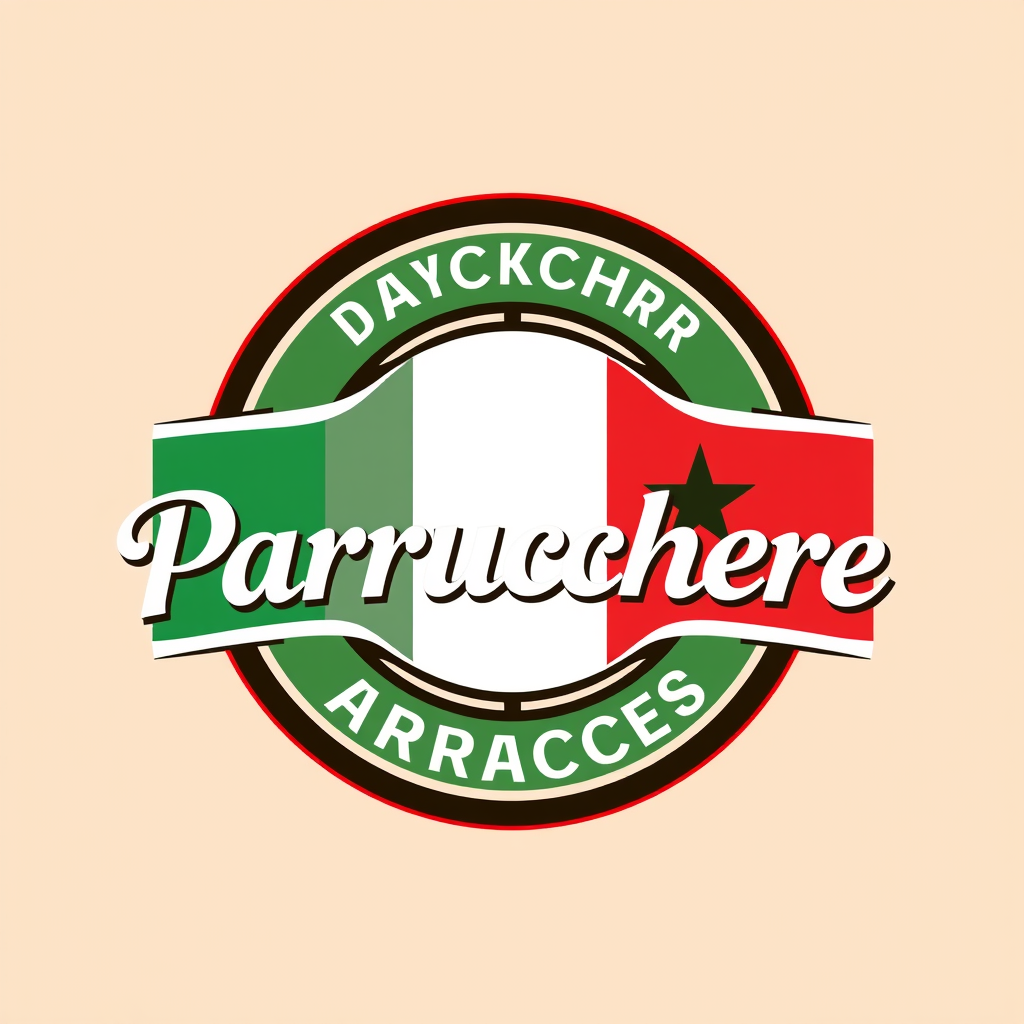 Main logo studio: Create a logo with the italian and morokkan flag and written Parrucchiere Marrakech