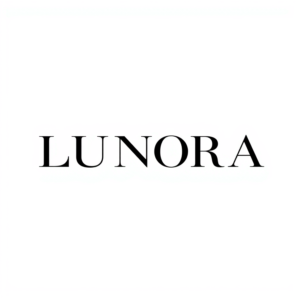 Main logo studio: Elegant luxury fashion wordmark logo, LUNORA, feminine, minimalist, sophisticated serif typography, black and ivory, premium fashion brand, clean whit