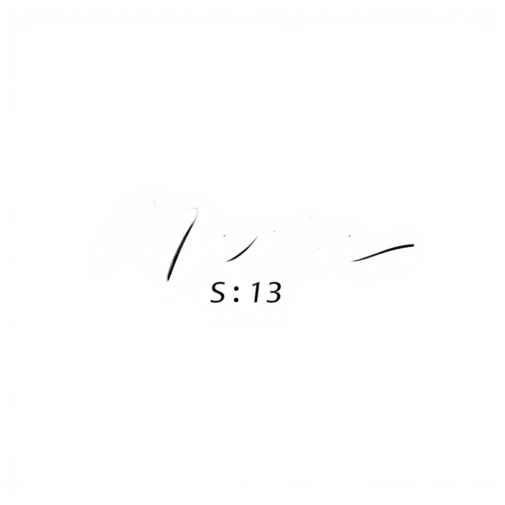 Signature Logo idea: signature logo of the name María S_13 , elegant handwritten calligraphy, flowing script lettering, personal signature style, delicate pen strokes, fla