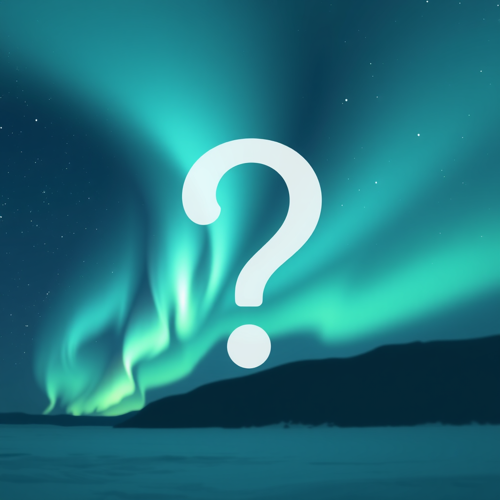 Main logo studio: Un icone question, simple, style "nordic aurora". Sans fond. Avec suffisamment de contraste par rapport à la couleur #5e81ac