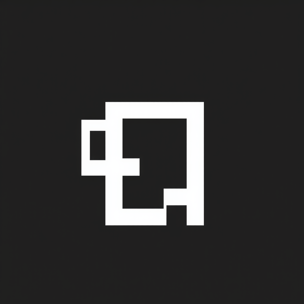 Main logo studio: ogo”} Minimal logo inspired by an architectural floor plan, simple geometric lines forming a unique abstract symbol, clean, modern, elegant, black and