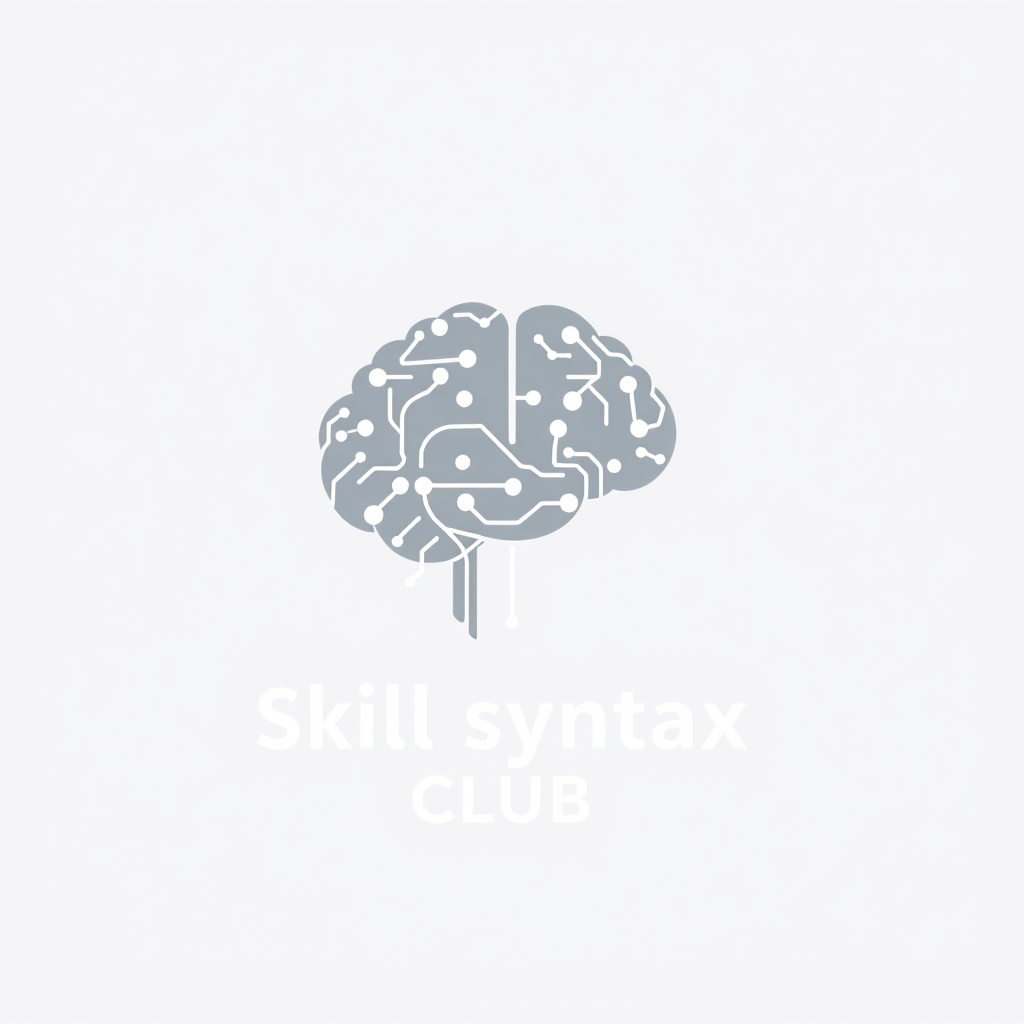 Main logo studio: Create an original logo SYMBOL for Skill Syntax Club. No words or typography. Combine a futuristic abstract brain with programming syntax, connected d