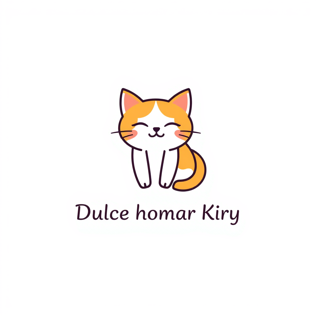 Minimalist Logo idea: minimalist logo, simple geometric mark for Podrías hacerme un logo para postres lindo relacionado con el nombre de Dulce hogar Kiry que sea un gato na