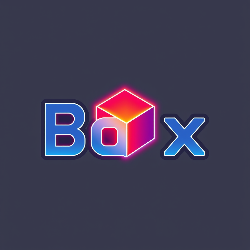 Main logo studio: make me a logo for "Boxx" must contain a 3d box in the logo the color #29aaf5 should have a glow and the logo should look good.