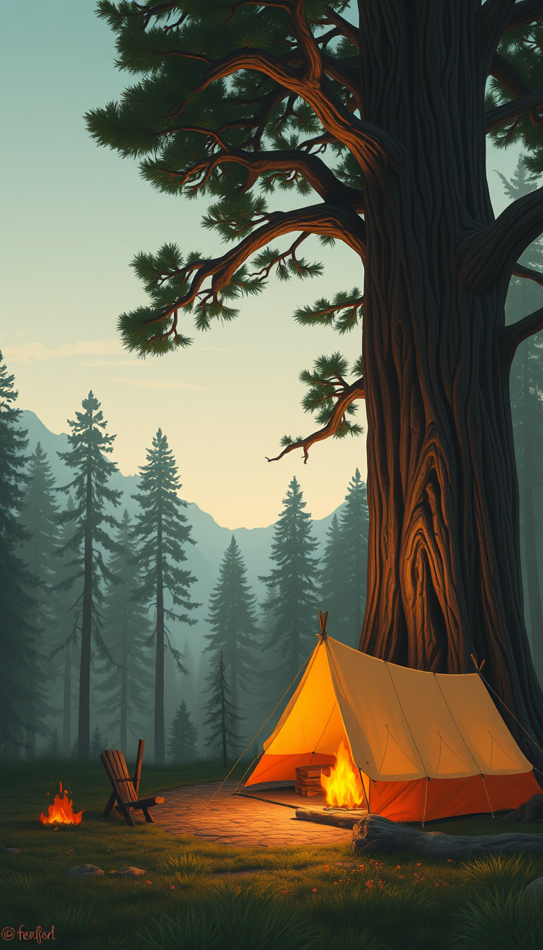 Main logo studio: It needs to have the words Big tree Camping in it