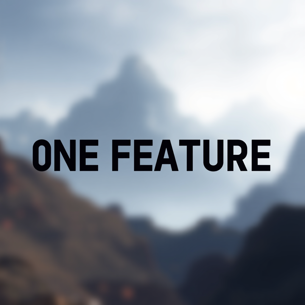 Main logo studio: Tutorial video intro logo, gaming industri, simple text that should say "ONE FEATURE", Should be two lines with ONE centered above of FEATURE