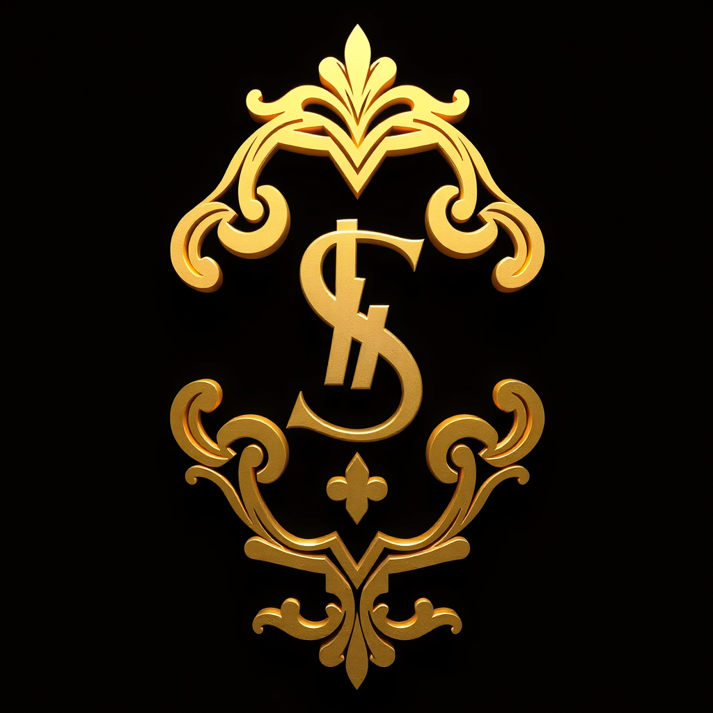 Main logo studio: elegant monogram logo combining letters F and L, gold, luxury brand یک لوگوی حرفه‌ای، مدرن، بسیار جذاب و رنگارنگ برای برند فارسی «طرح‌یار گرافیک» طراح