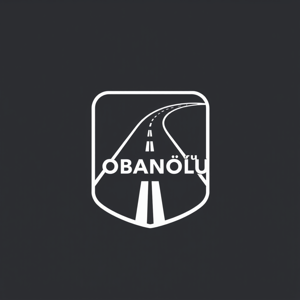 Main logo studio: A minimalist logo for a trucking company in the ETS 2 game, featuring a two-way, single-lane road stretching from left to right across the logo, with