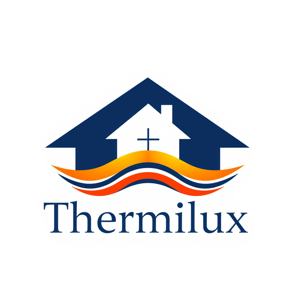 Main logo studio: Professional and fancy logo for 'Thermilux', a building thermics company. Minimalist, modern, corporate. Symbols: abstract balance of heat (warm gold/