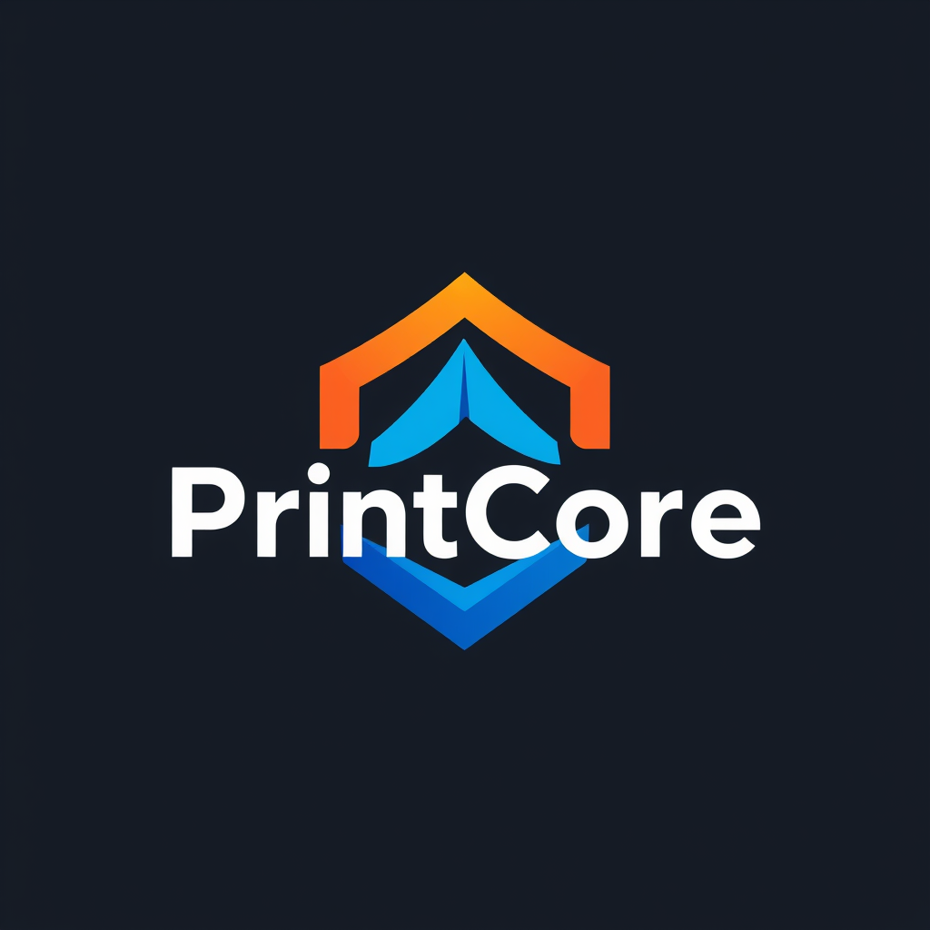 Main logo studio: logo for "PrintCore" a 3d-printing company change the colors again again again