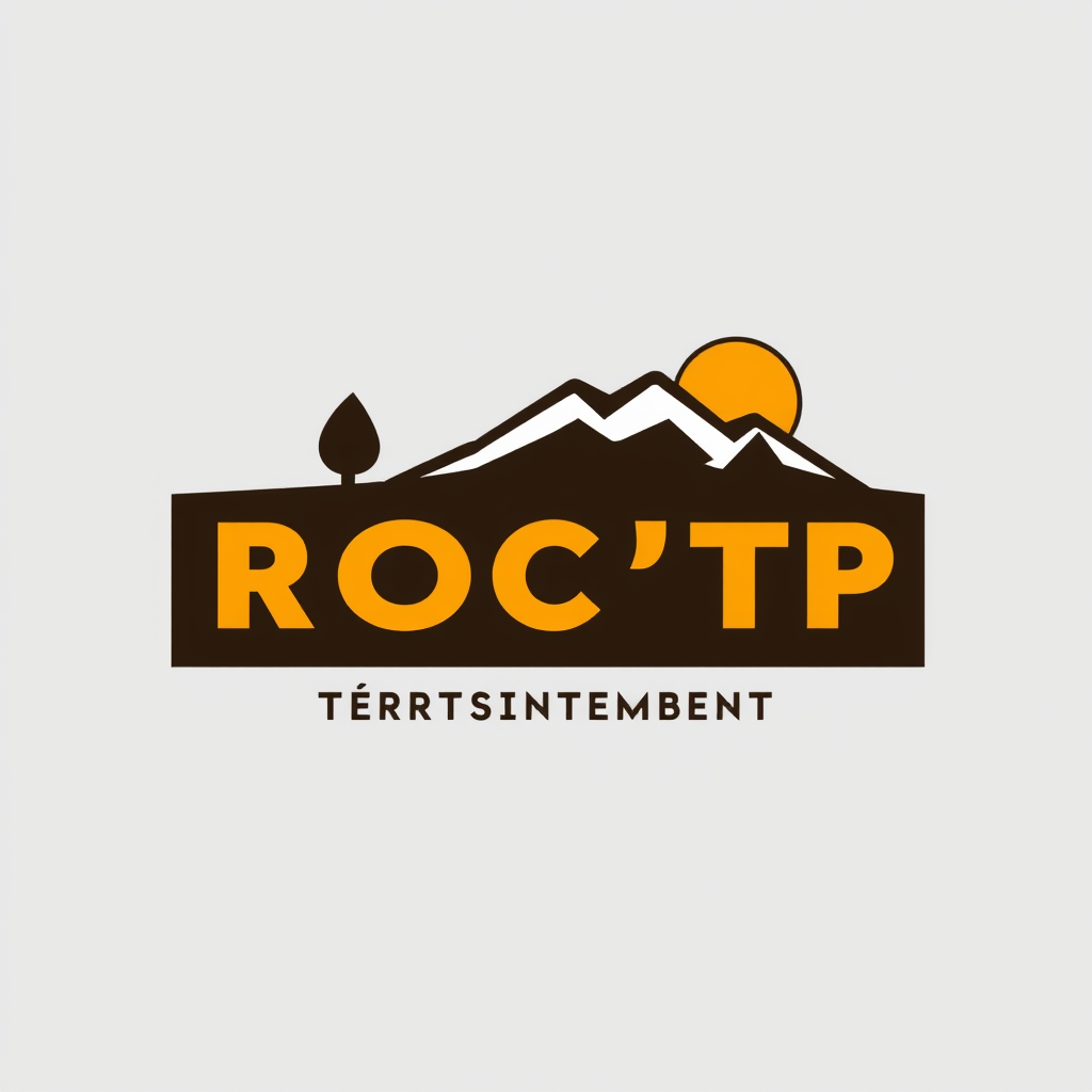 Main logo studio: nom ROC'TP entreprise terrassement logo forme engin