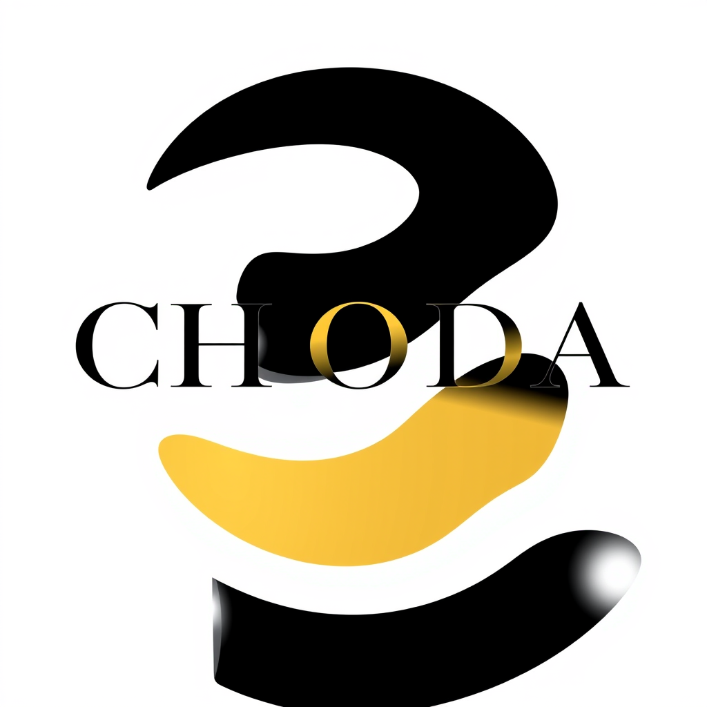 Wordmark Logo idea: wordmark logo of : Elegant luxury fashion logo for CHODA, modern classic wordmark, black and gold, sophisticated typography, minimal and timeless, pre
