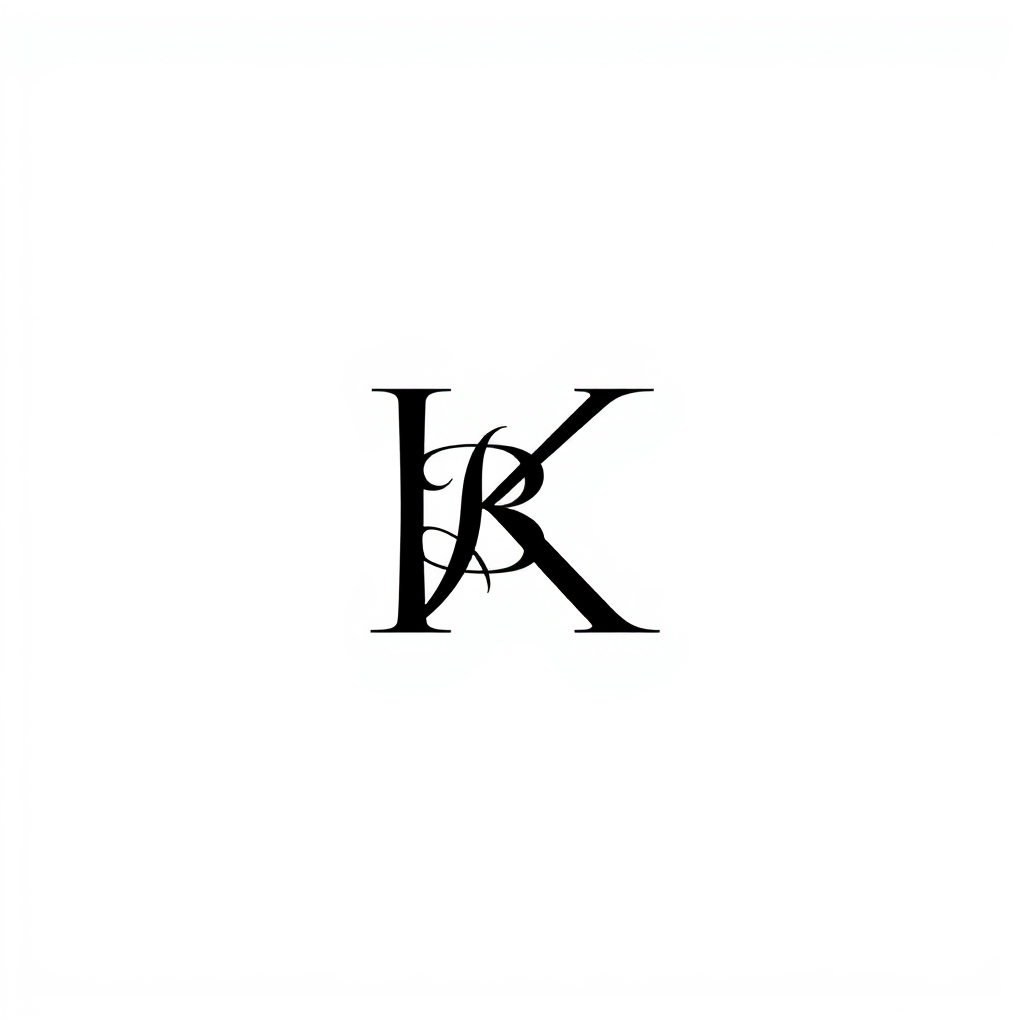 Monogram Logo idea: monogram logo combining the letters “Create a very subtle monogram using K as the dominant visible letter, with the letter B secretly hidden inside th