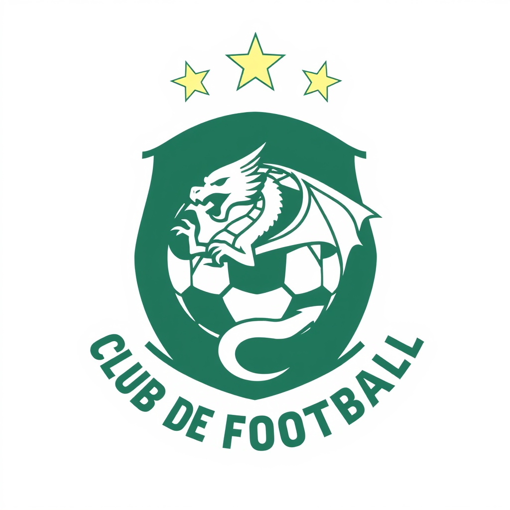 Main logo studio: Logo club de football avec dragon doré au milieu, écusson exagonal et en haut de tout ça 4 étoiles