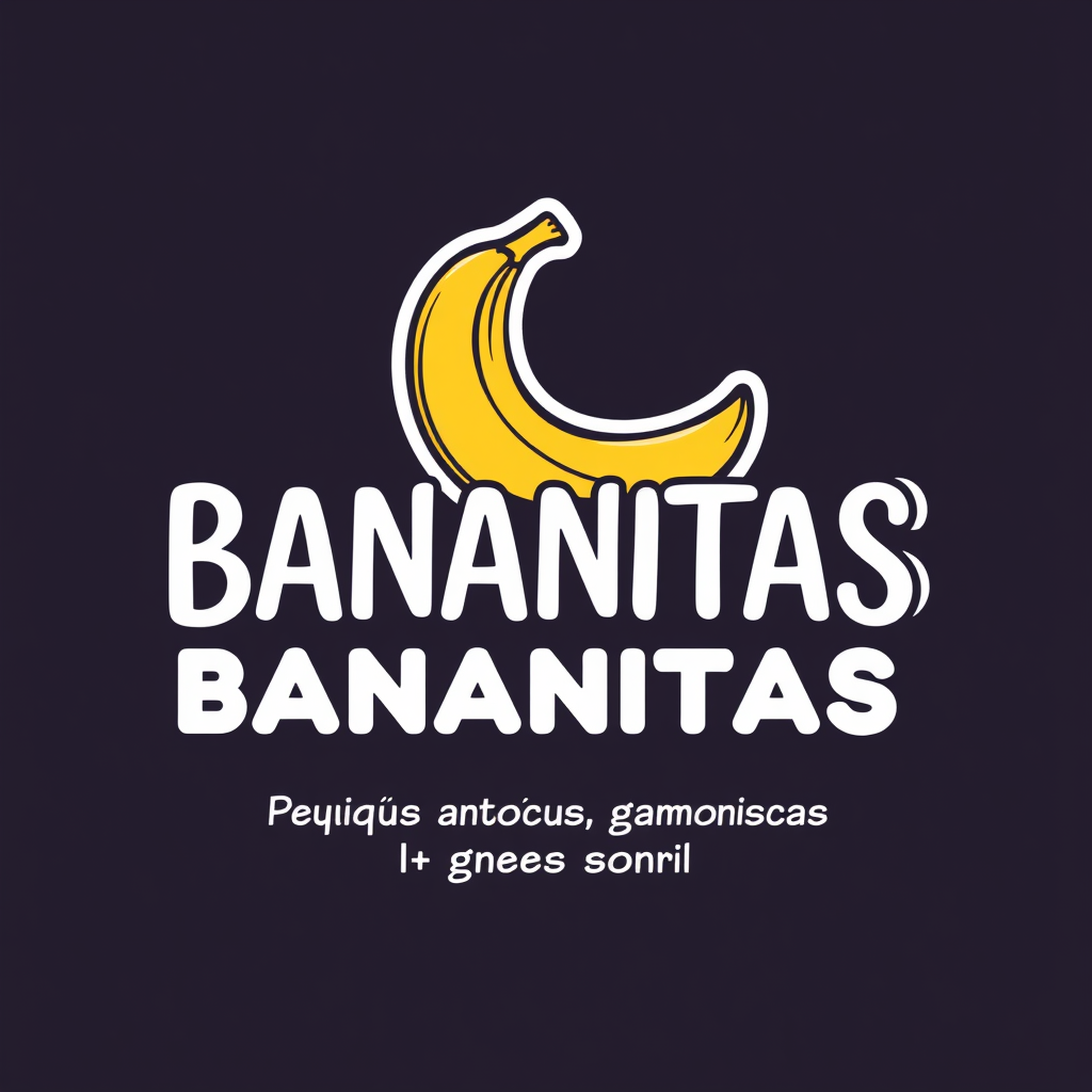 Main logo studio: Logo para “BANANITAS”, marca de postres y snacks. Estilo MAXIMALISTA, moderno, elegante, lindo y divertido, combinando colores pastel con tonos neutro