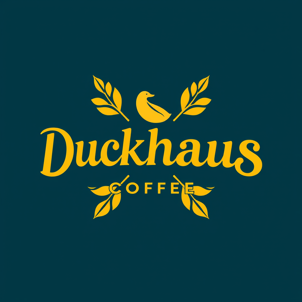 Main logo studio: The brand is called "Duckhaus coffee " and y want in the logo something elegant but creative and i want colors like yellow and blue