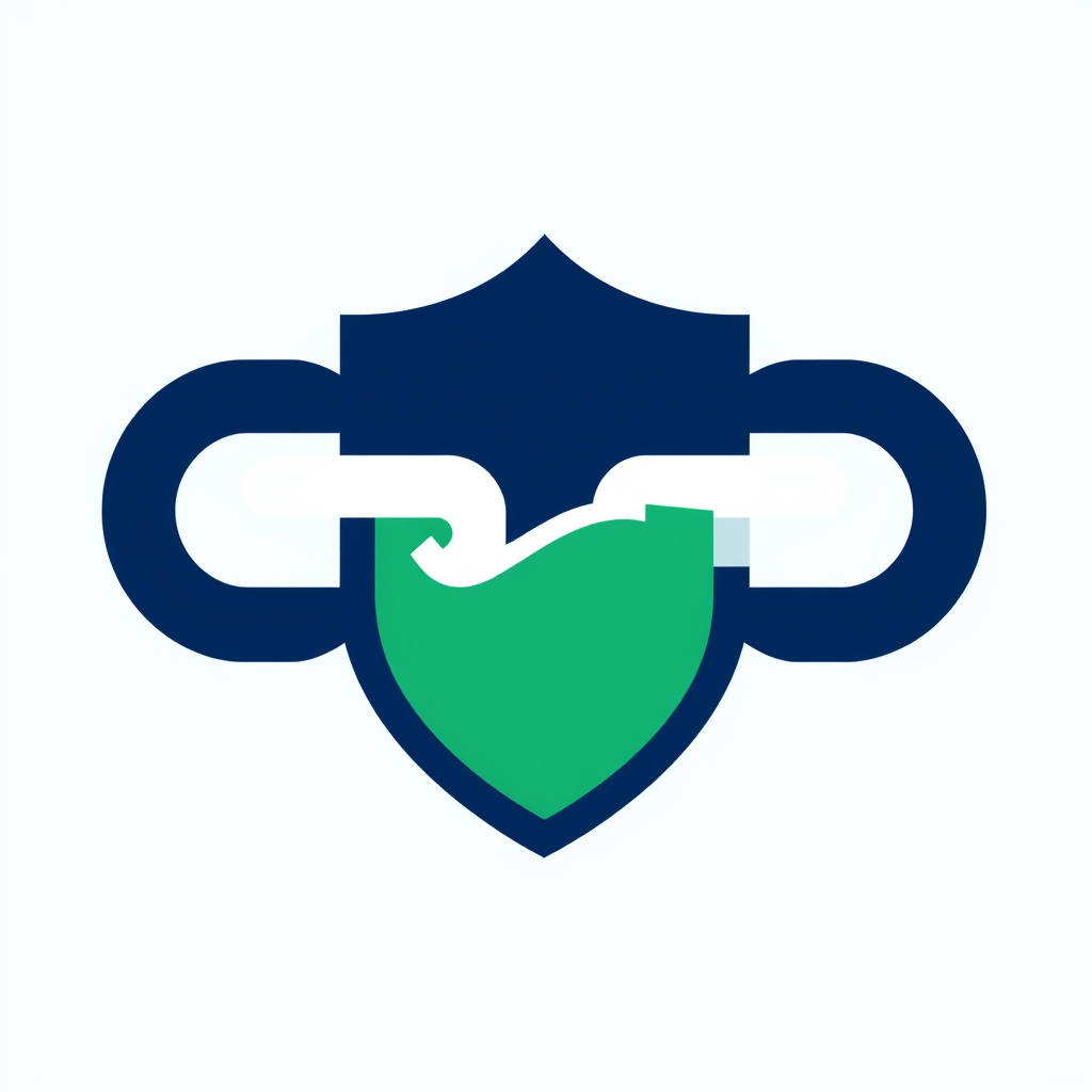 Main logo studio: Create a minimalist logo for a corruption-free society. Combine a broken chain and a shield to symbolize honesty, justice, and transparency. Use navy 