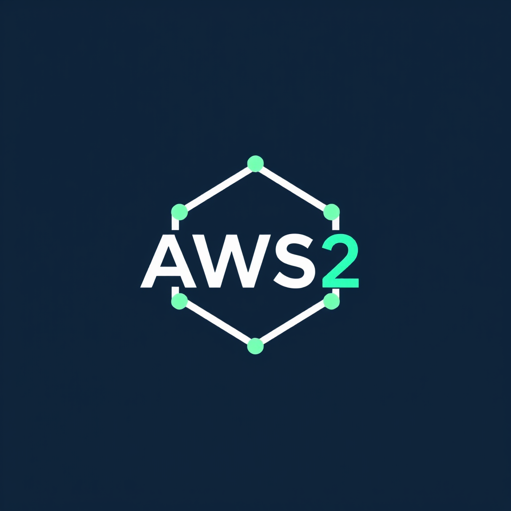 Main logo studio: Create a bold iconic “AWS²” logo with a unique futuristic symbol that feels intelligent, clean and technological. Use an abstract flowing geometric fo