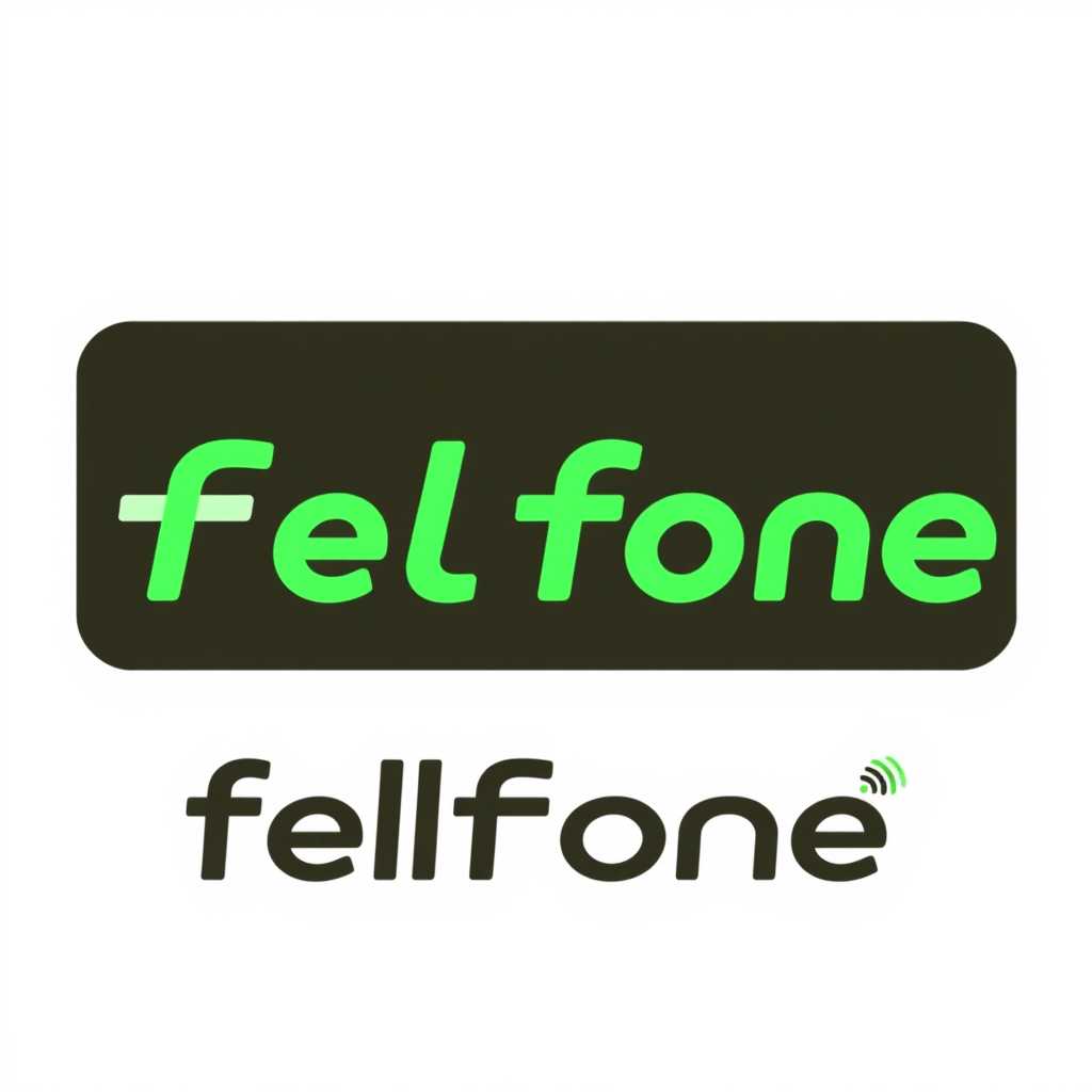 Main logo studio: Create an original minimalist logo for felfone, a modern digital communication and technology platform. Combine phone communication, instant speed, co