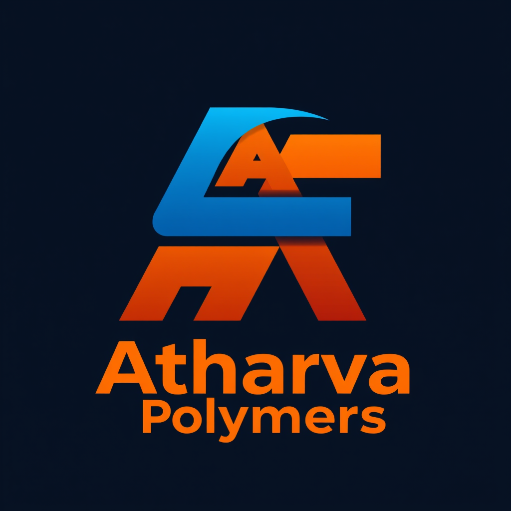 Main logo studio: Make a logo for Atharva Polymers, in blue and orange