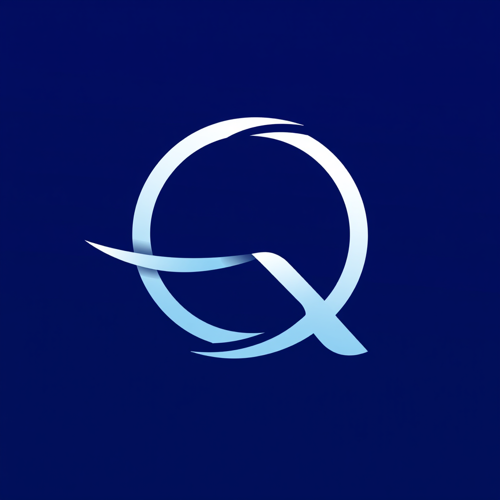 Main logo studio: WQ simple abstract swoosh mark logo for a fintech company, gradient indigo