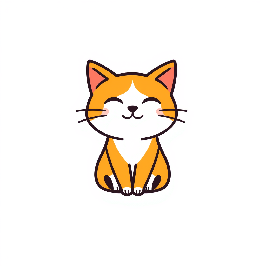 Minimalist Logo idea: minimalist logo, simple geometric mark for Podrías hacerme un logo para postres lindo relacionado con los postres que sea un gato naranja femenina al