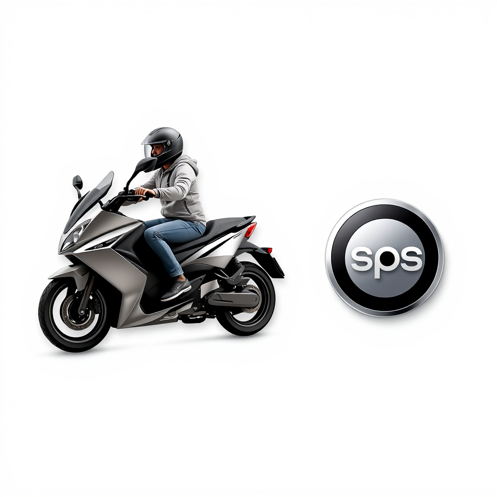 3D Logo idea: 3D logo for 2 personas en una moto y el logo Uber moto sps , three-dimensional render, realistic depth and shadows, glossy or metallic surface, dramat