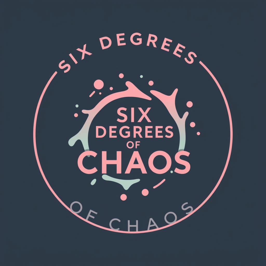 Main logo studio: Six Degrees of Chaos — minimalist circular logo, soft pastel colors, playful chaotic energy, bold creative typography, dynamic abstract shapes, femini