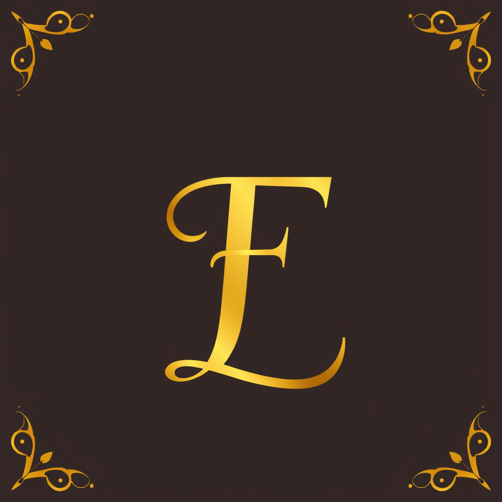 Main logo studio: elegant monogram logo combining letters F and L, gold, luxury brand