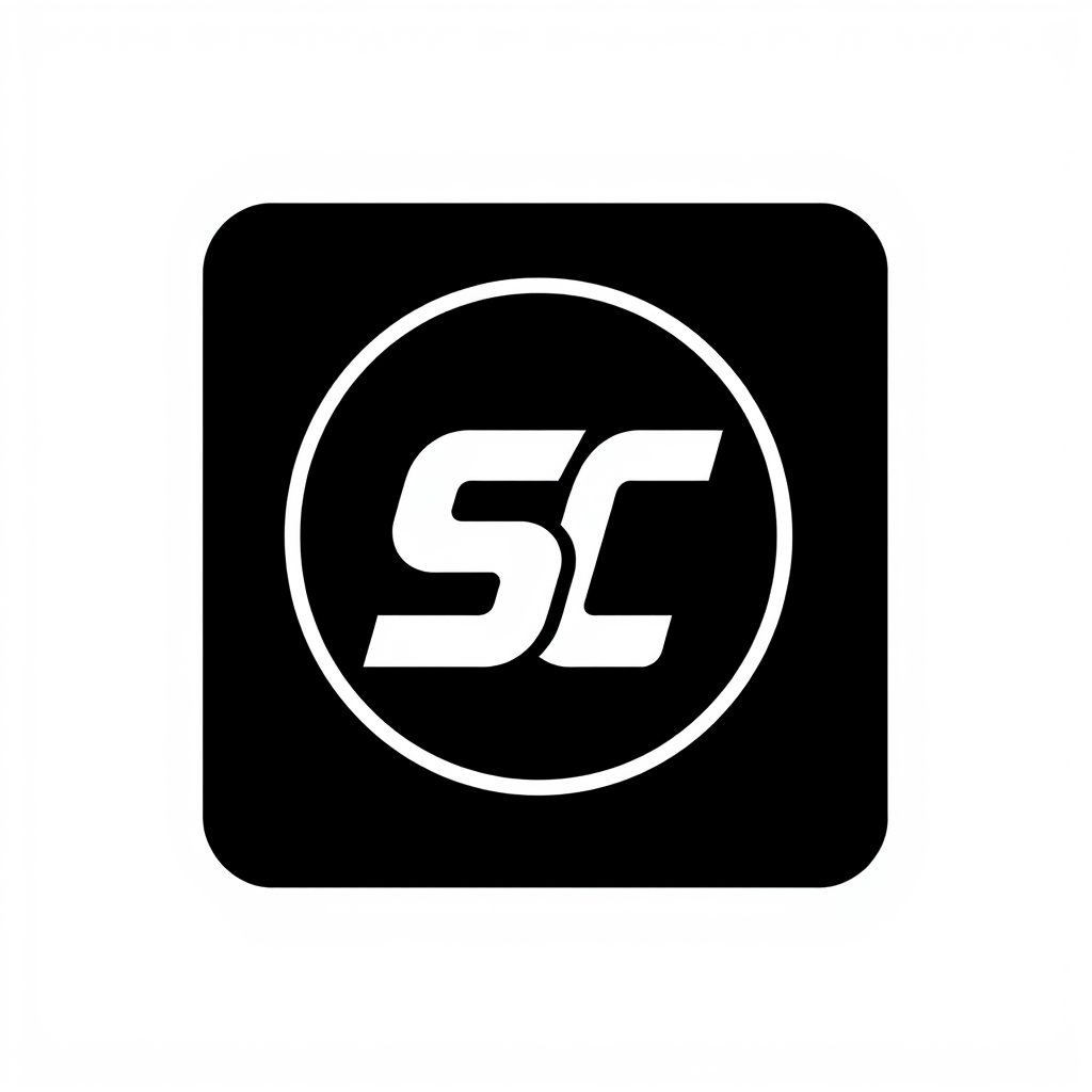 Main logo studio: Minimal logo for a sports media brand called "Sport Capsule". Bold letters "SC" inside a simple circle. Modern, clean, premium sports aesthetic. Black